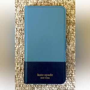 Kate Spade New York iPhone 13 Pro Blue Magnetic Wrap Folio Phone Case Brand New
